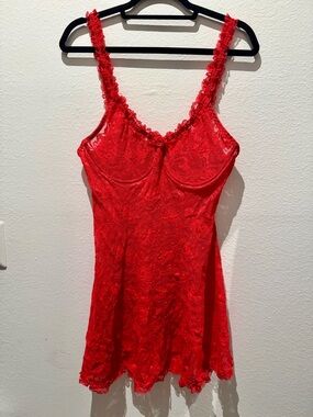Vintage Sears Inner Most Red Lace Babydoll Nightie Slip Dress XL Y2K
